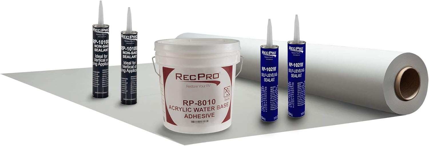 RecPro RecFlex RV Slide Out Rubber Roof Kit | 4.5' Wide | RV Rubber Roof Kit | RV (Camper) Roof Repair (10ft)