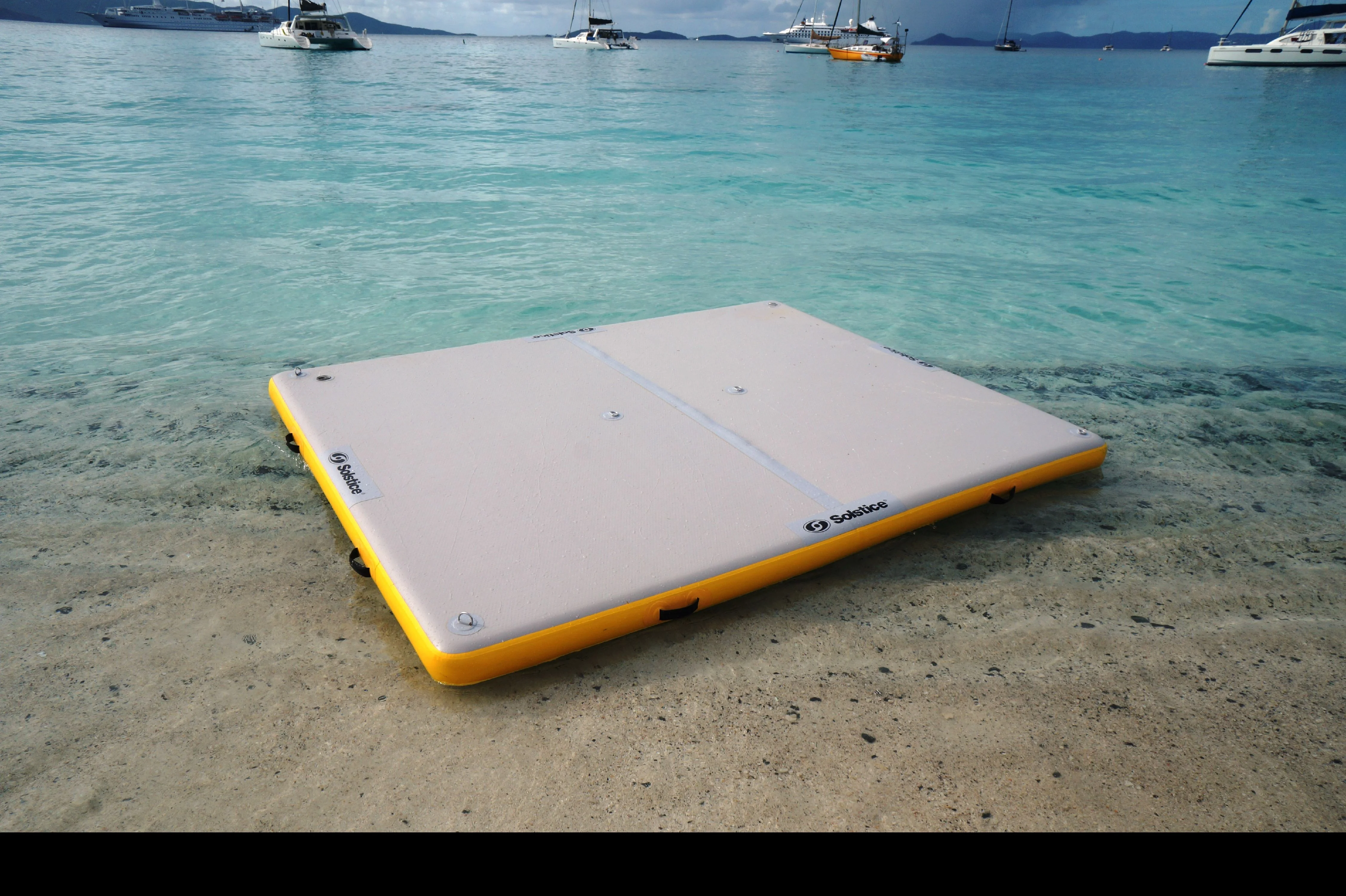 8-FT Inflatable White and Yellow Private Solstice Drop Stitch Lake Dock