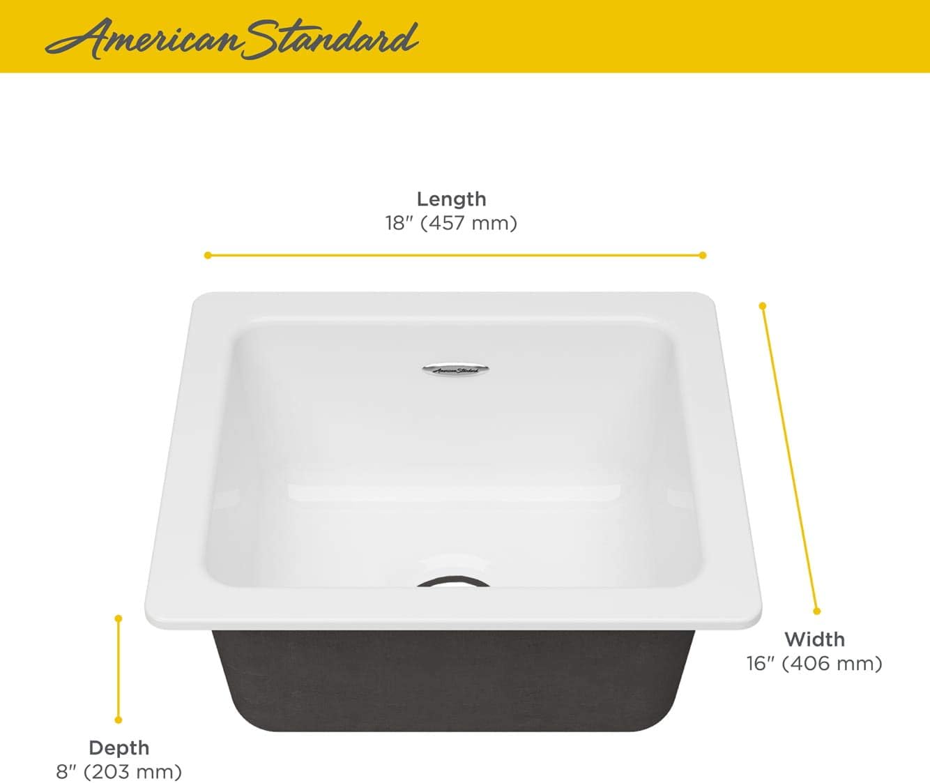 American Standard 77SB30190.308 Delancey 30 x 19 Single Bowl Cast Iron Kitchen Sink Brilliant White