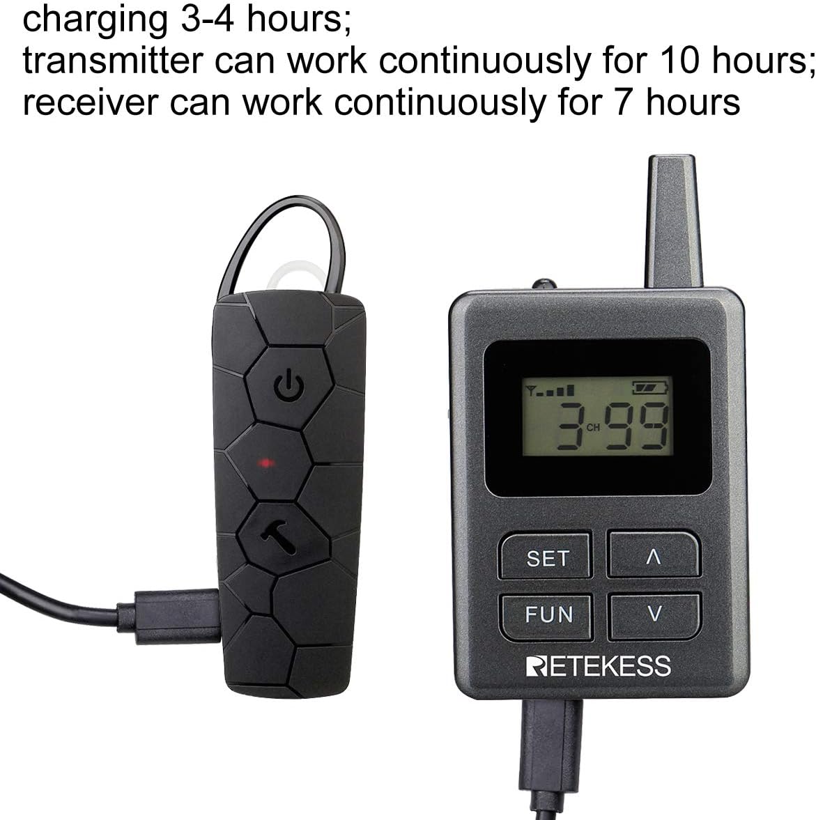 Retekess TT108 Professional Tour Guide System Wireless, 656ft Long Range Audio Transmission, Ear-Hook Church Translation System for School, Training