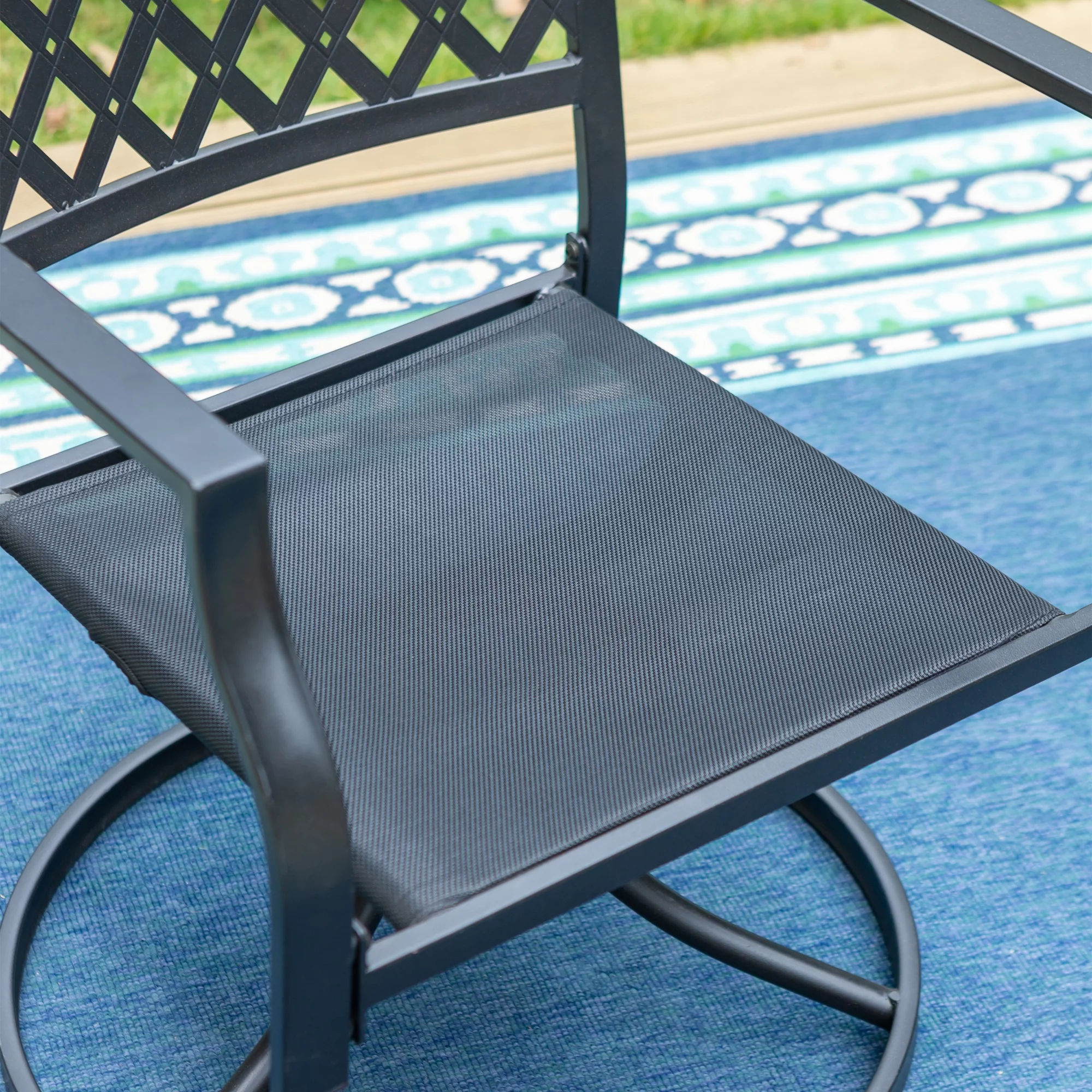 MF Studio 5-Piece Patio Dining Set Outdoor Metal Furniture with 4 Swivel Padded Chairs& 37" Square Table, Beige Cushion