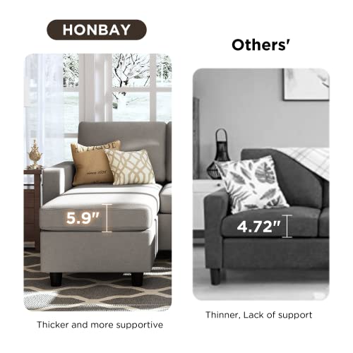 HONBAY Convertible Sectional Sofa, L Shaped Couch with Reversible Chaise for Small Space, Black