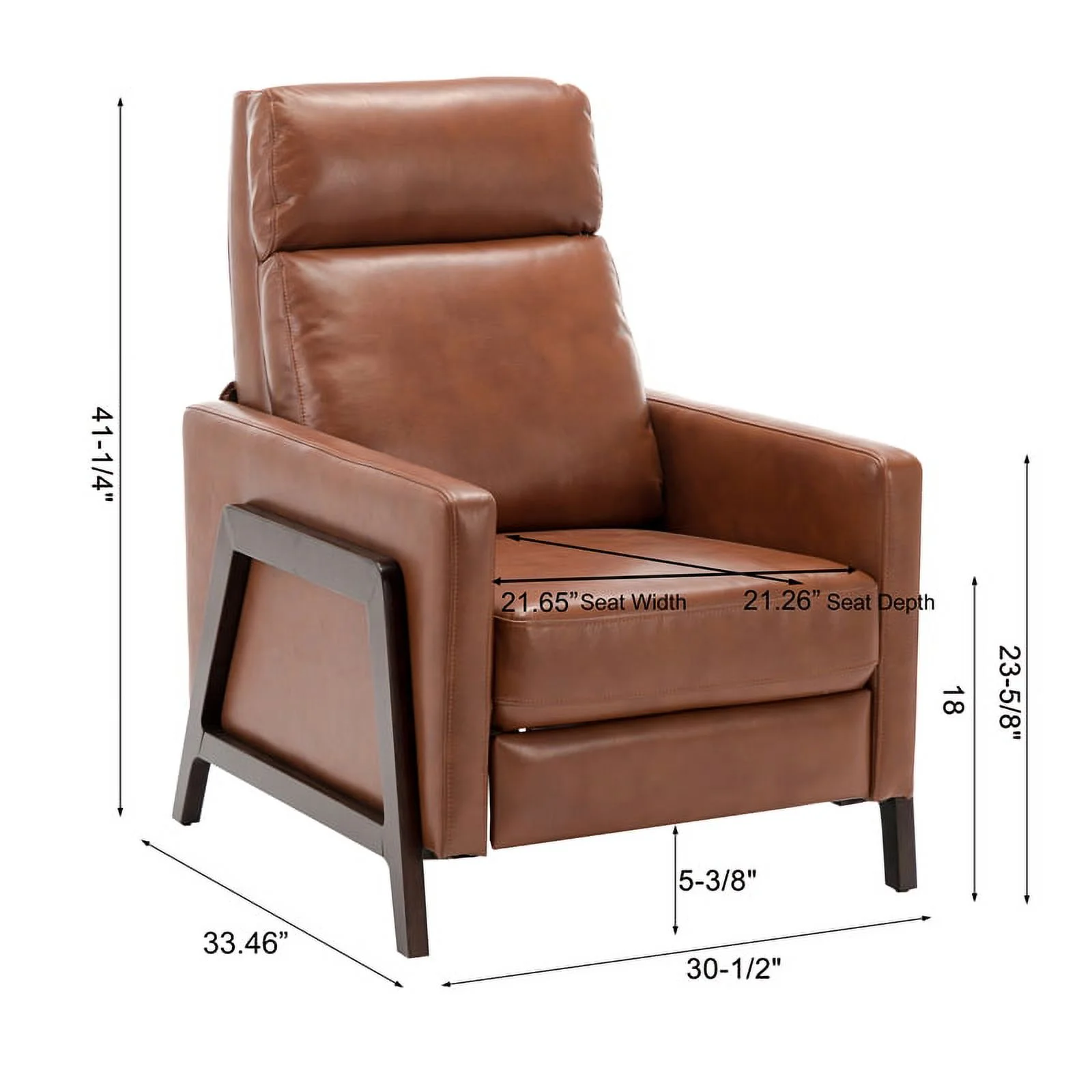 Bowery Hill Push Back Faux Leather Recliner in Caramel Finish