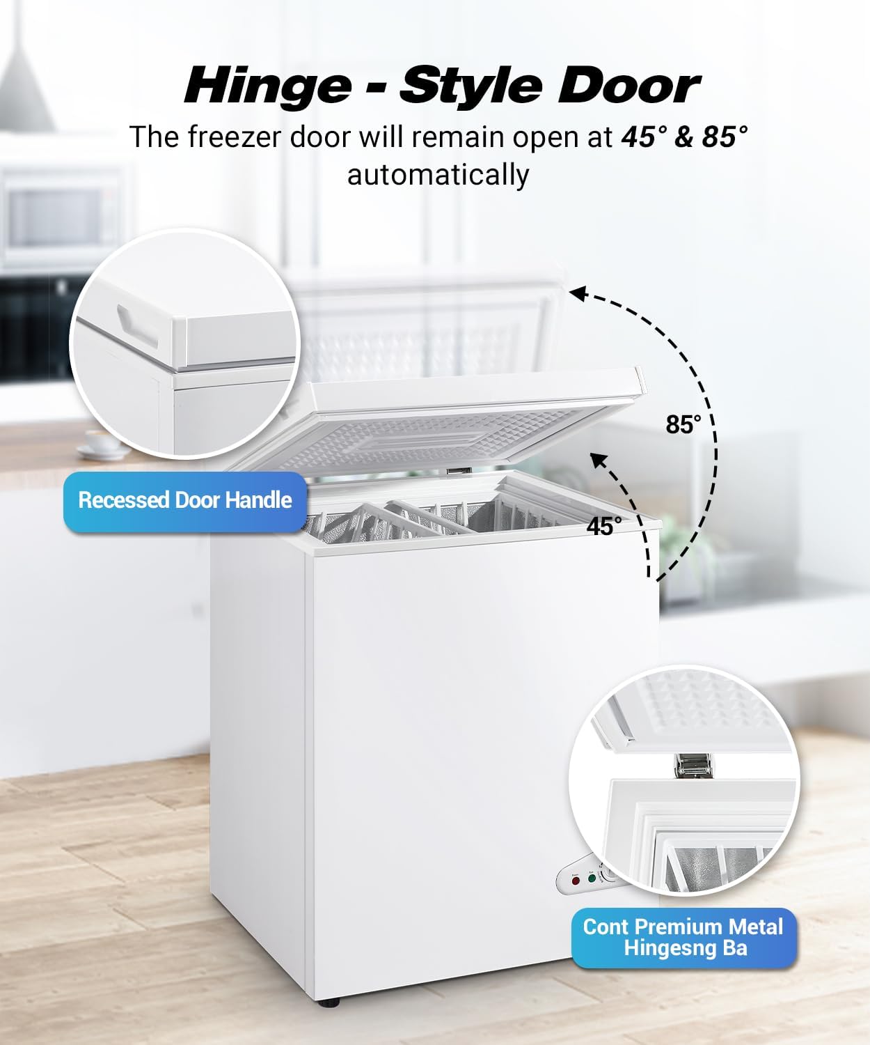 Deep Freezer, Mini Freezer with 7-Step Temperature Control, 4.0 cu.ft Small Deep Freezer, Chest Freezer with Removable Basket for Dormitories, Office