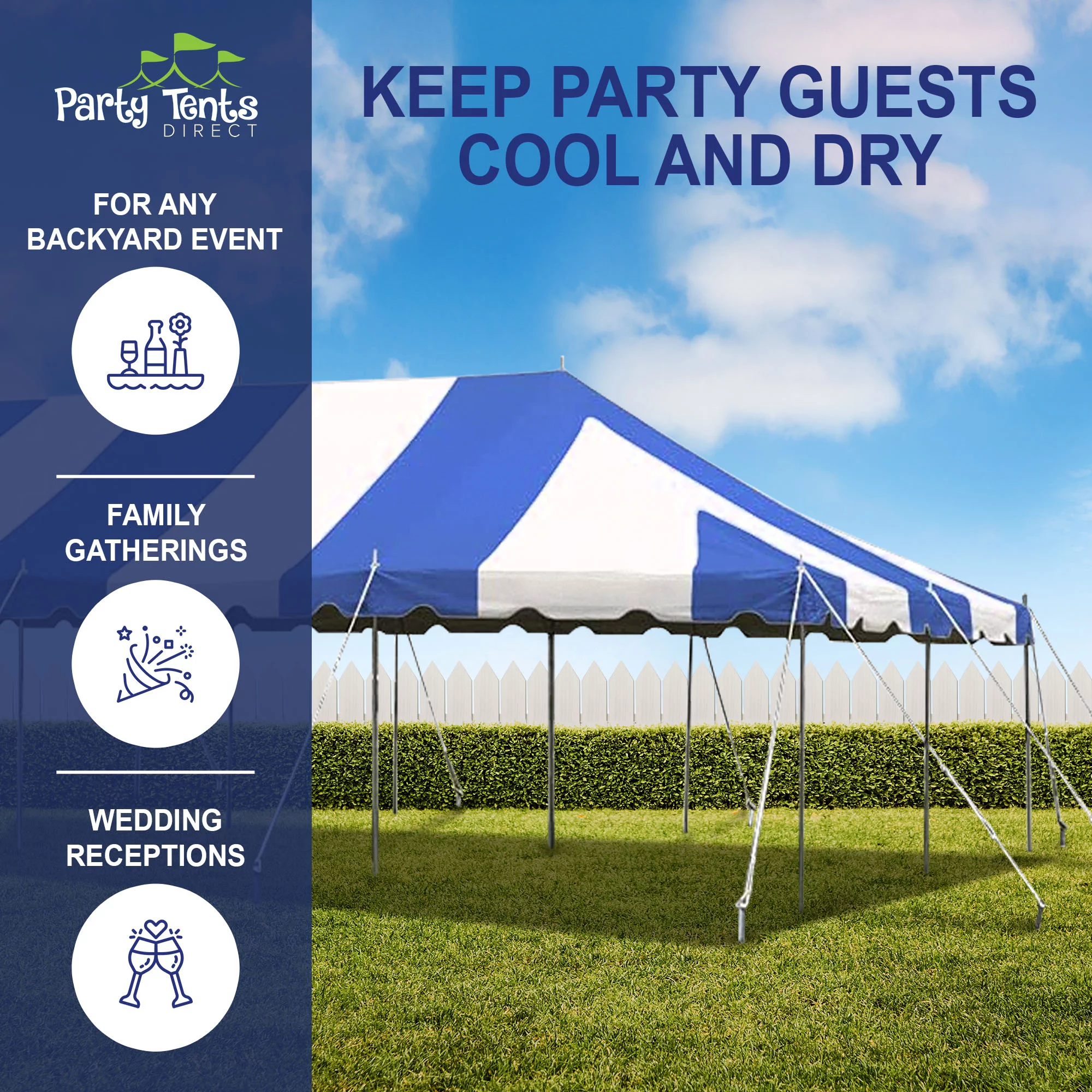 Party Tents Direct Weekender Outdoor Canopy Pole Tent, Blue, 20 ft x 40 ft