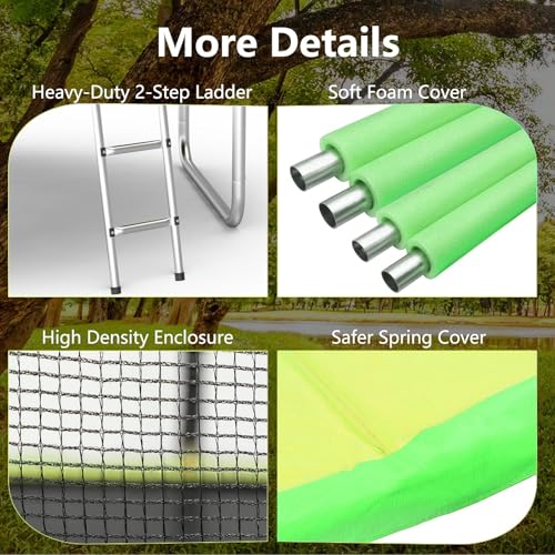 AOTOB 8FT 10FT 12FT 14 FT 15FT Trampoline with Safety Enclosure Net，Outdoor Trampoline with Basketball Hoop