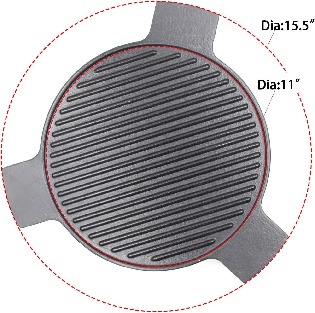 Hongso Cast Iron Plate Setter for Medium Big Green Egg Grill and 15 Diameter Cooking Grills, Kamado Grill, 15 Smoking Stone, Pizza Stone