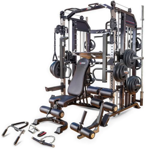 MiM USA Hercules EX Commercial All in One Gym Machine w/400 lb Weight Stack Jammer Arms Adj Bench Leg Press Leg Extension Arm Curl LAT Seat Complete