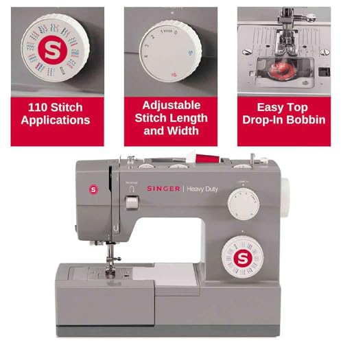 SINGER Heavy Duty 6380 Sewing Machine with Extension Table & Accessory Kit | Strong Motor with Enhanced Piercing Power, 110 Stitch Applications