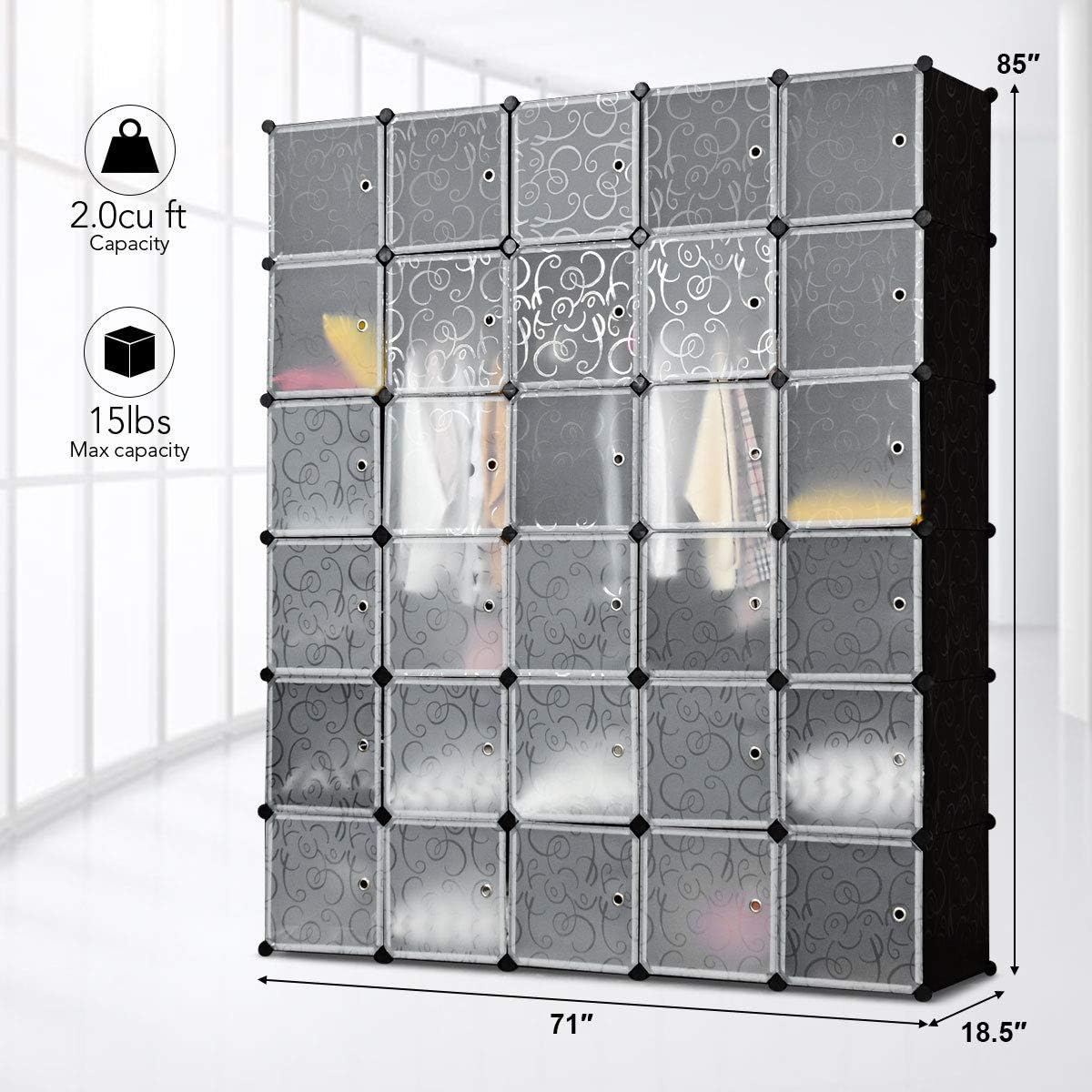 Tangkula Cube Storage Organizer, Cube Closet Storage Shelves, DIY Plastic PP Closet Cabinet, Modular Bookcase