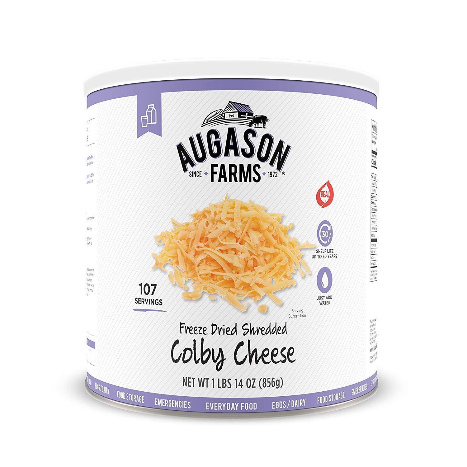 Augason Farms Freeze Dried Shredded Colby Cheese 1 lbs 14 oz NO. 10 Can