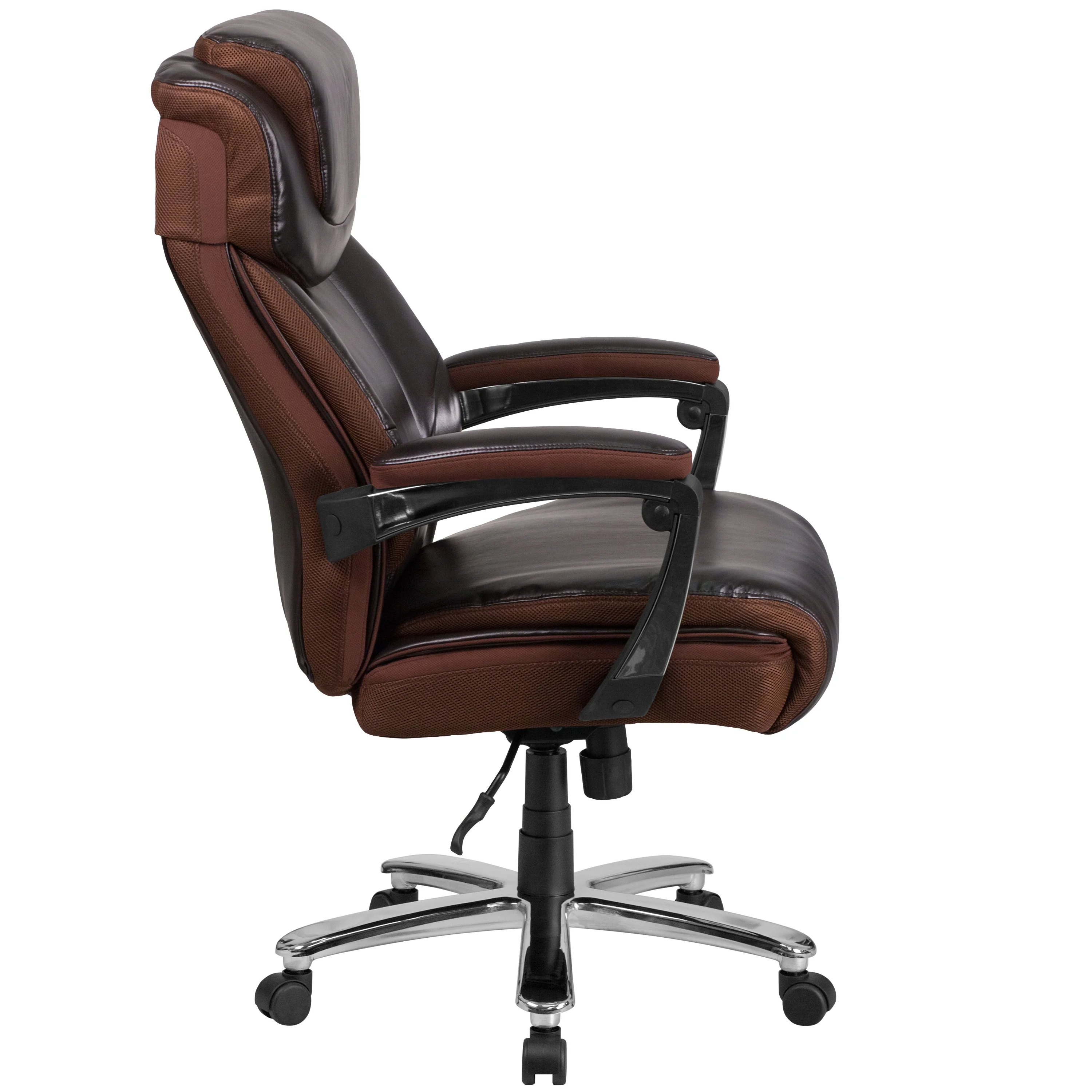 BizChair Big & Tall 500 lb. Rated Brown LeatherSoft Executive Swivel Ergonomic Office Chair with Adjustable Headrest