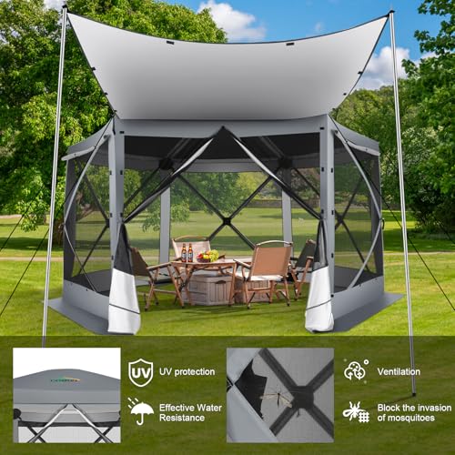COBIZI 12x12ft Pop up Gazebo Screen Tent Screen House for Camping, Camping Outdoor Screened Gazebo, Canopy Tent
