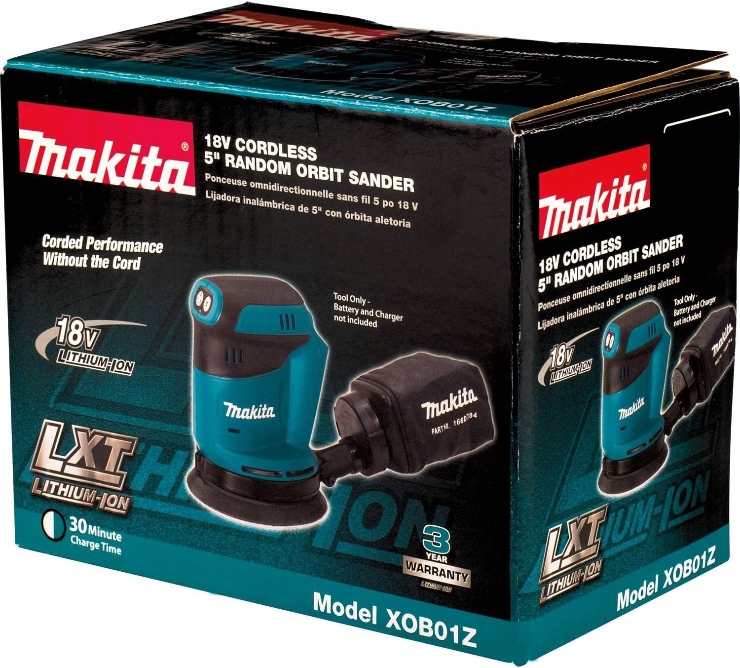 Makita XOB01Z 18V LXT® Lithium-Ion Cordless 5" Random Orbit Sander, Tool Only
