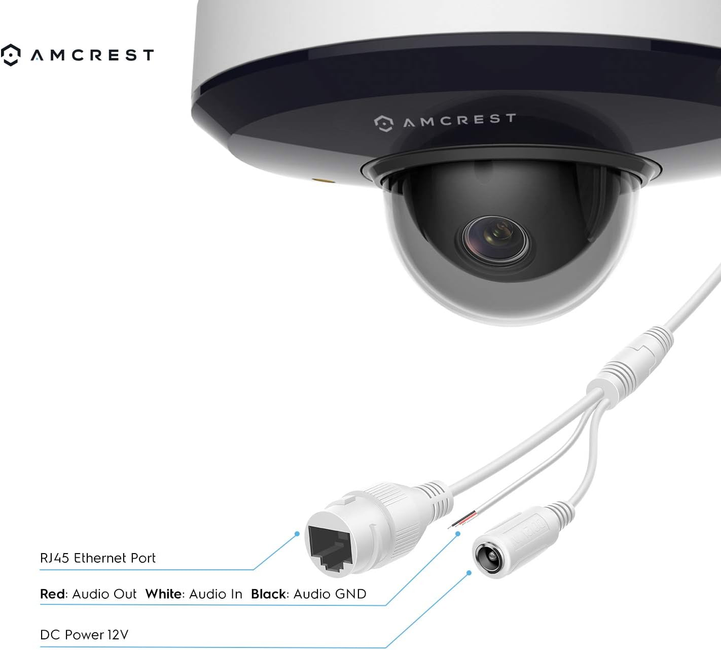 Amcrest ProHD 1080P PTZ Camera Outdoor, 2MP Outdoor Vandal Dome IP PoE Camera (3X Optical Zoom) IK08 Vandal-Proof, IP66 Weatherproof