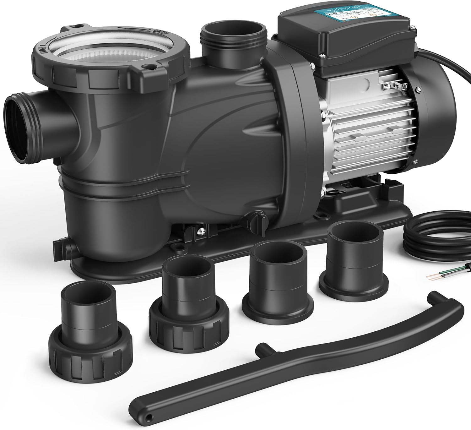 2 HP Pool Pump with timer,8120GPH,220V, 2 Adapters,Powerful In/Above Ground Self Primming Swimming Pool Pumps with Filter Basket