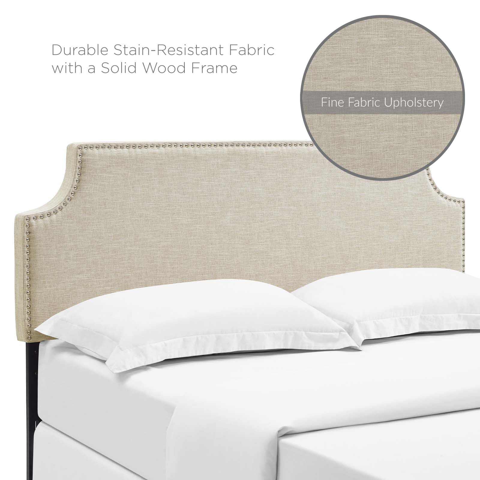 Modway Laura Queen Upholstered Fabric Headboard in Beige