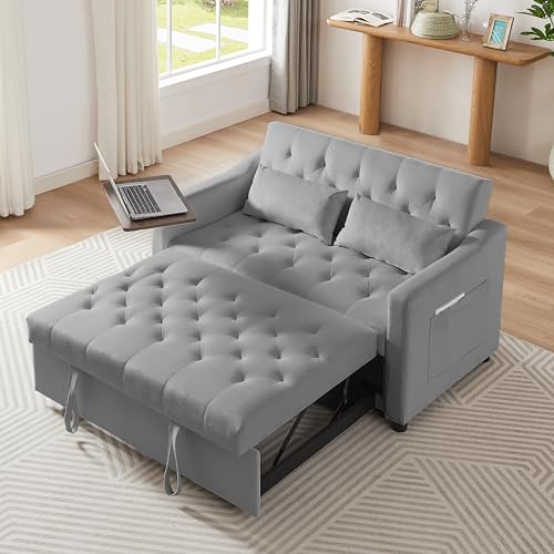68.11" Corduroy Sleeper Chair Bed with USB Port, Cup Holders & Side Storage Pockets – 3-in-1 Foldable Sofa Bed for Guest Room, Living Room – White