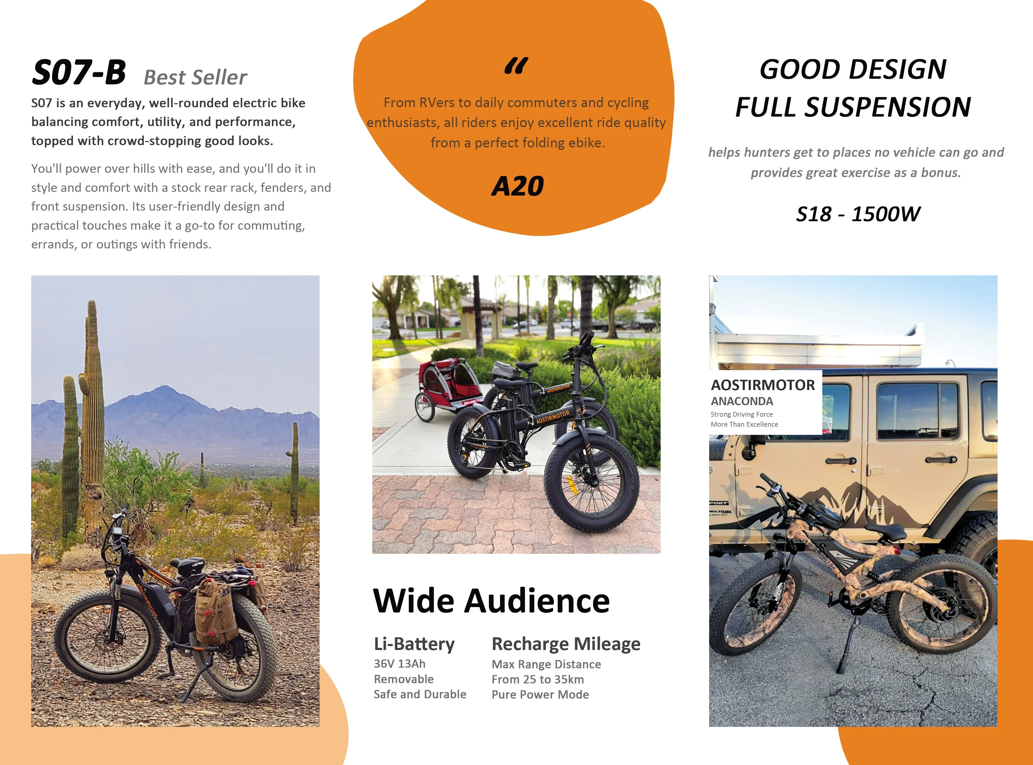 AOSTIRMOTOR Folding Electric Bike Ebike Bicycle 500W Motor 20" Fat Tire With 36V/13Ah Li-Battery Beach Snow Bicycle A20 - Curated Treasures Market