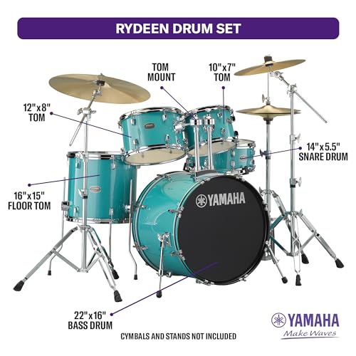 Yamaha Rydeen 5pc Shell Pack with 22" Bass Drum, Mellow Yellow