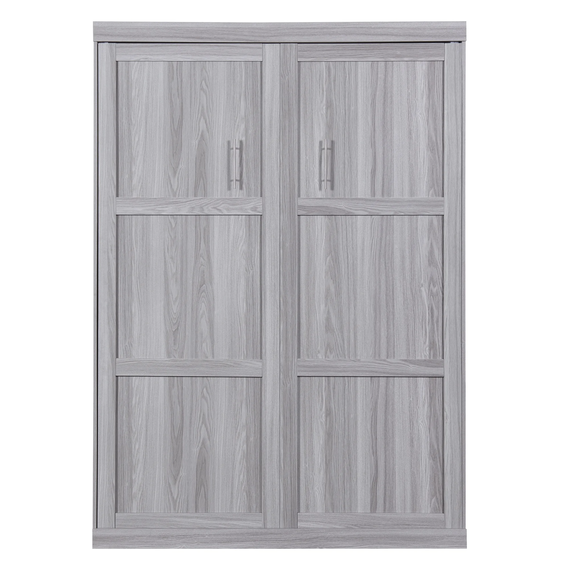 Euroco Pine Wood Full Size Murphy Bed, Convertible Wall Bed into A Cabinet, Gray