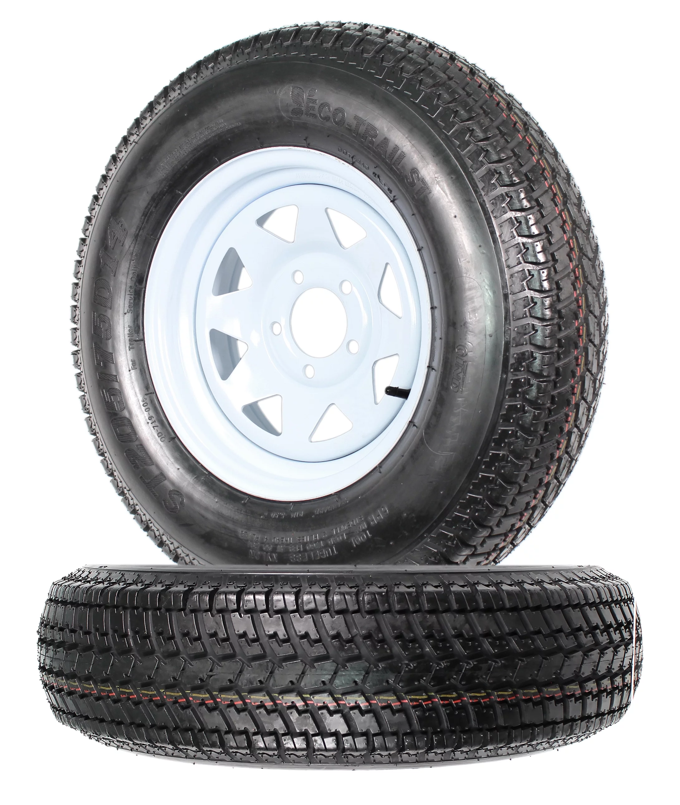 2-Pk Trailer Tire On Rim ST205/75D14 205/75 14 in. LRC 5 Hole White Spoke Wheel