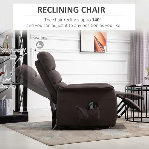 HOMCOM Power Lift Recliner Chair for Elderly, Easy Assembly, Fabric Lift Chair for Adults, Recliner Sofa with Remote Control