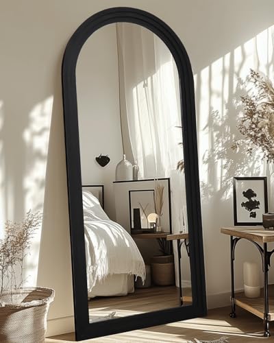 Full Length Mirror, 71"×32" Wooden Mirror Full Length with Stand Wood Floor Mirror, Oversized Stand Up Mirrors Large Wall Mirrors