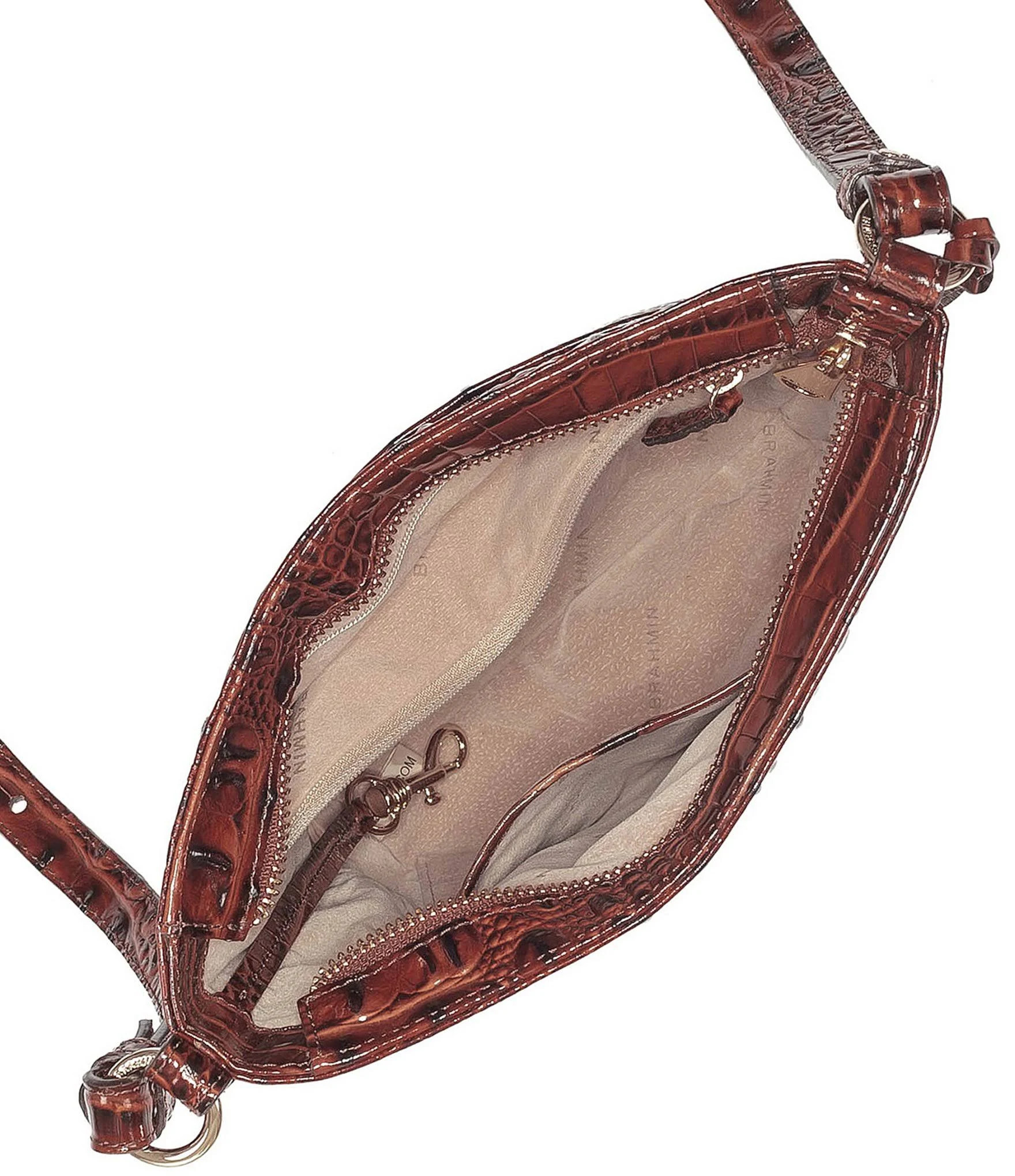 Brahmin Melbourne Embossed Leather Mini Quinn Crossbody - Pecan/Gold