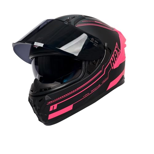 HAX Obsidian Pro Full Face Dual Visor Adult Motorcycle Helmet for Motorbike Street Bike with Pinlock Ready DOT Approved Matte Pink M