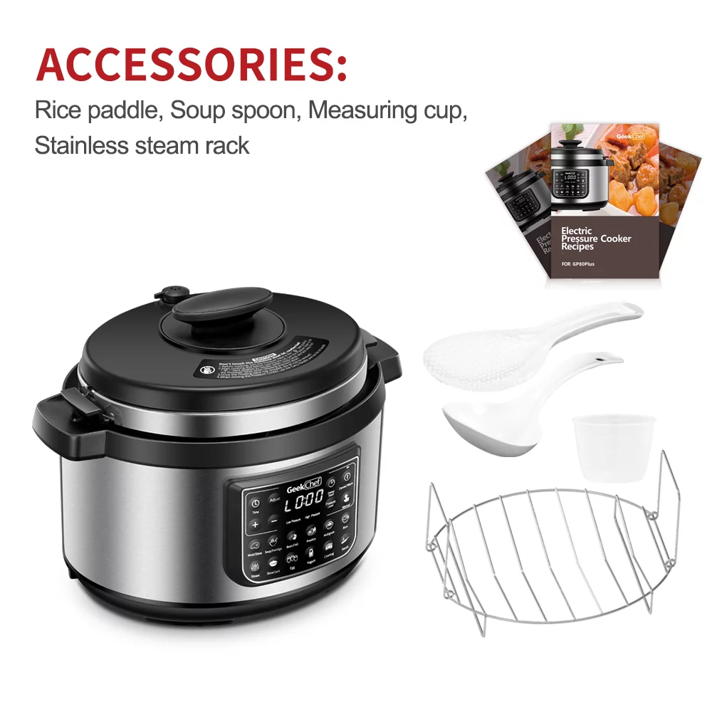 12-In-1 Electric Pressure Cooker，Multi-Function Programmable Pressure Cooker, Slow Cooker, Rice Cooker, Wok, Steamer, Heating Pot, Stainless Steel