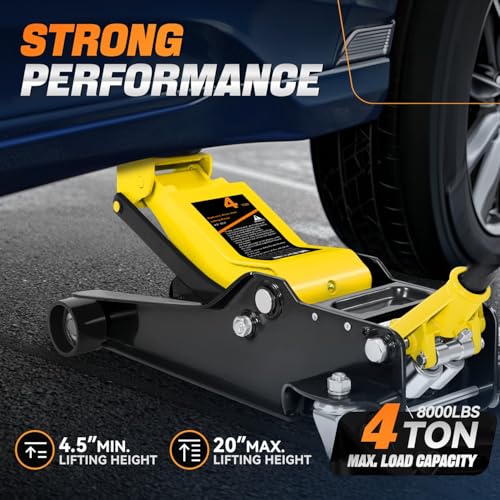 Auto Dynasty 4 Ton Low Profile Floor Jack, Heavy Duty Steel Hydraulic Car Jack with Dual Pistons Quick Lift Pump, Hydraulic Racing Floor Jack