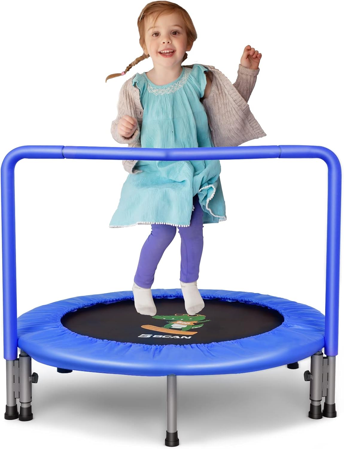 BCAN 36'' Mini Folding Ages 3 to 6 Toddler Trampoline with Handle for Kids to Burn Off Energy