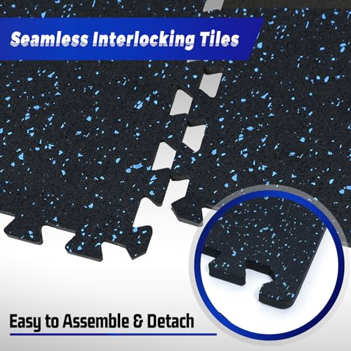 SUPERJARE 0.56'' Thick 24 Pcs 96 Sq Ft Rubber Top Exercise Equipment Mats, High Density EVA Foam Mats with Rubber Top