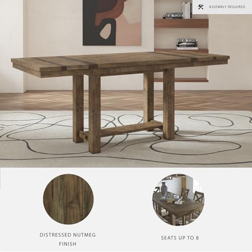 Signature Design by Ashley Robbinsdale Casual Removable Center Leaf Dining Extension Table with Trestle Base, White
