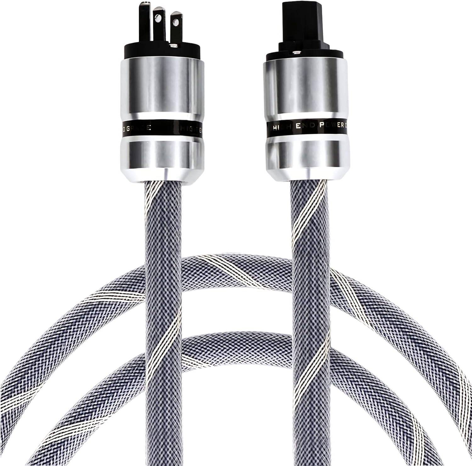 Audiophile HiFi Power Cable, 12AWG Oxgen Free Copper US AC Mains Supply Wire Cord, Rhodium Plated Alloy Plug IEC320-C13 Female Connector