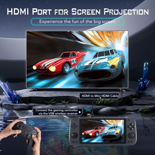 Retro Handheld Game Console with Android System, RK35XX, HD 5.55 Inch Touch Screen, 4000mAh Battery, Support HDMI Output, WiFi