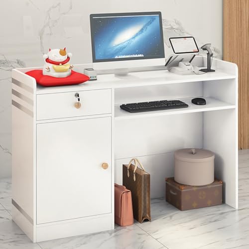 Modern Reception Desk, Small Salon Reception Desk With Counter, Retail Checkout Reception Counter, Simple Cashier Desk For Beauty Salon, Supermarket