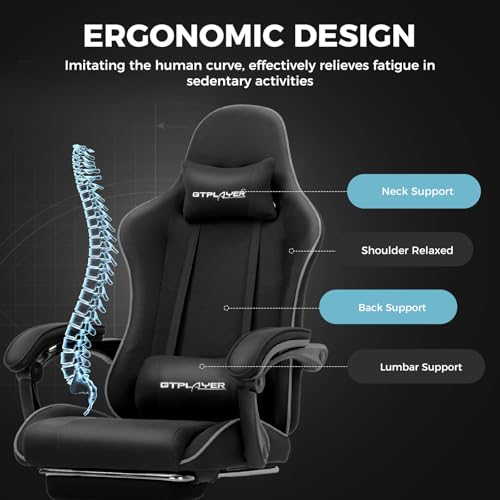 GTPLAYER Gaming Chair, Computer Chair with Footrest and Lumbar Support
