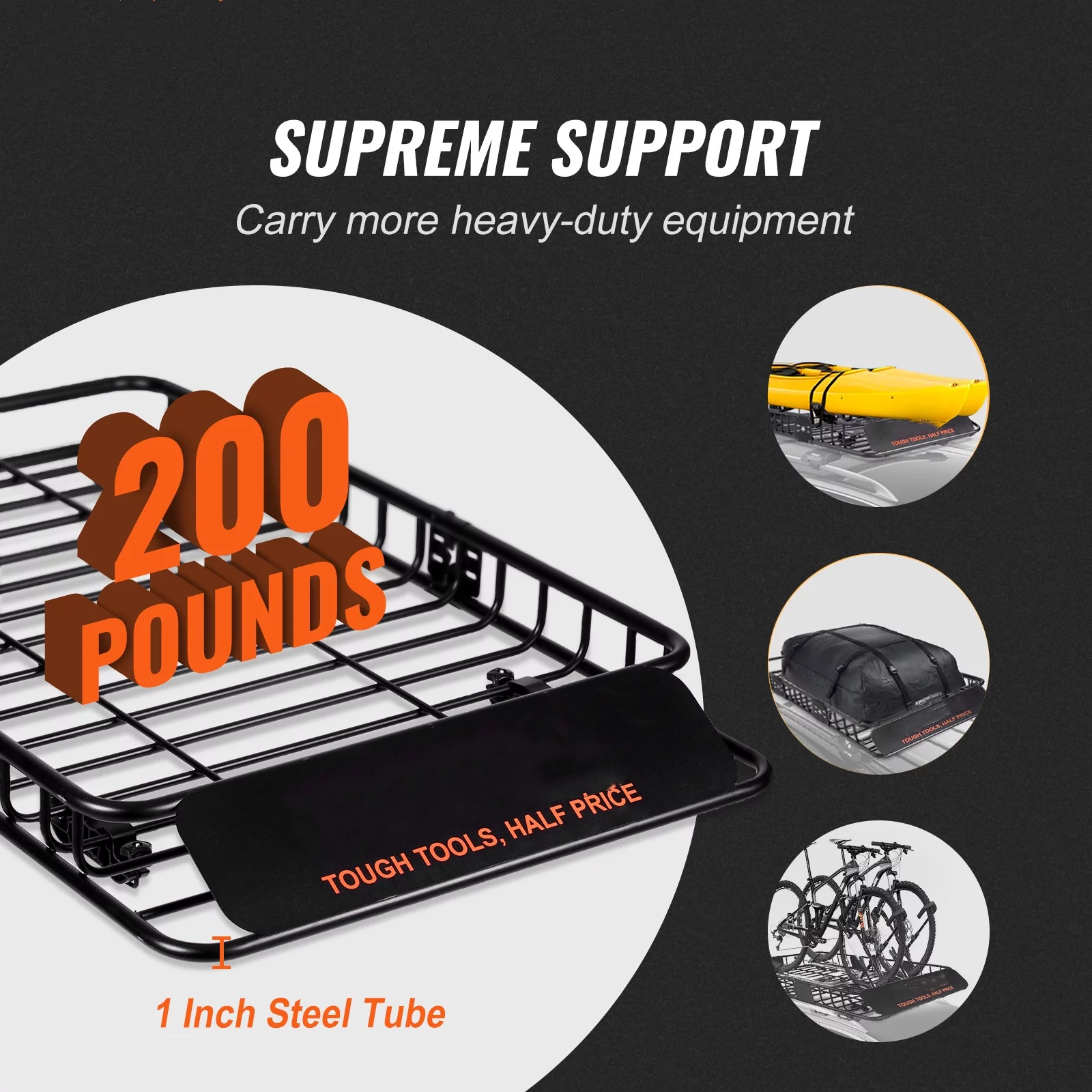 BENTISM Roof Rack Cargo Basket 200 lbs 64"x39"x6" Capacity Extension Rooftop Cargo Carrier with U-bolts Various Accessory for SUV Truck
