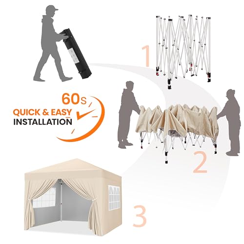 Yaheetech 10x10 Pop Up Canopy with 4 Removable Sidewalls, Portable Enclosed Instant Tent, Waterproof Outdoor Tent, Beach Sun Shelter with 4 Sandbags