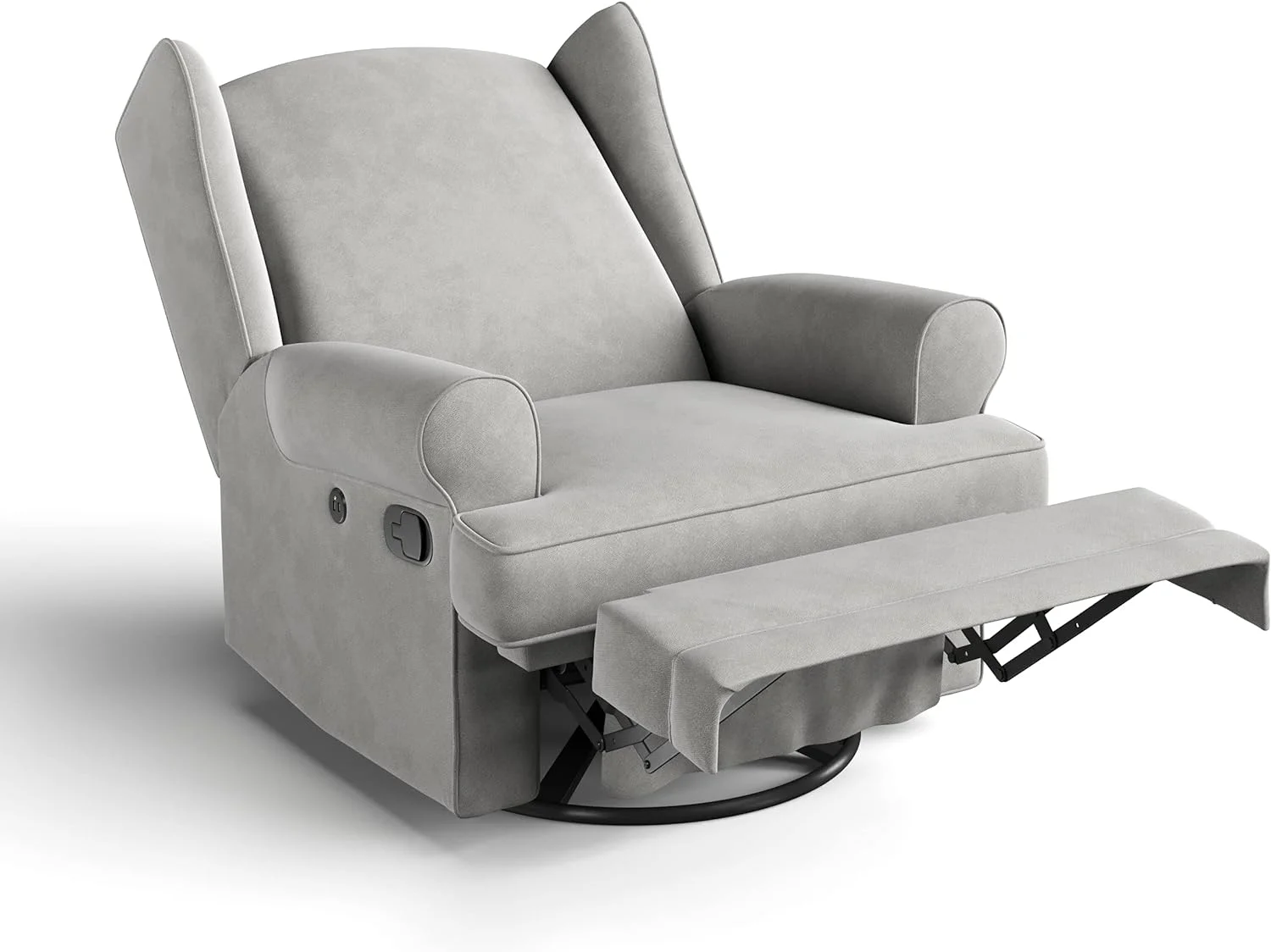 Storkcraft Serenity Wingback Children's Nursery Recline Glider with USB, Steel