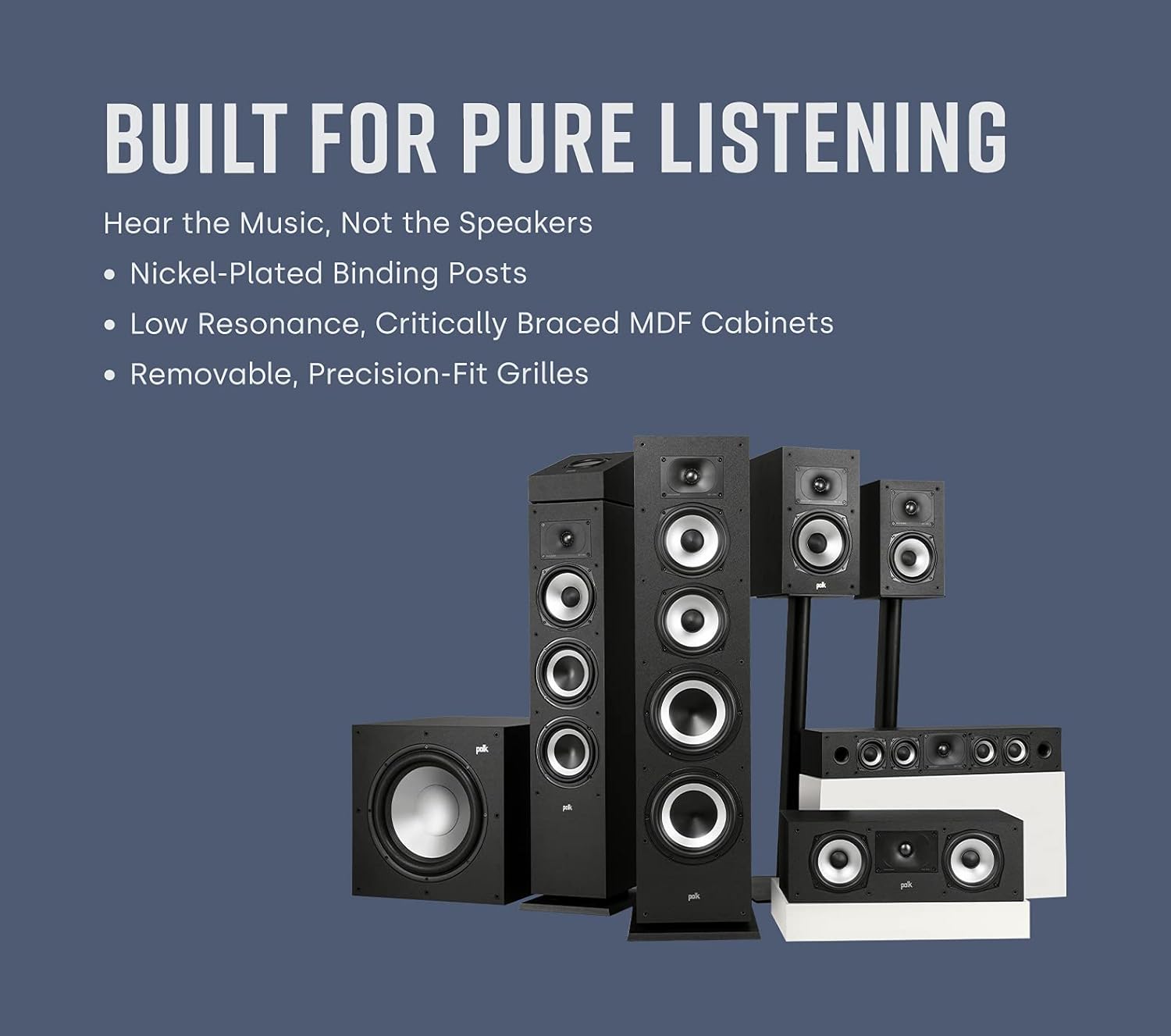 Polk Monitor XT35 Slim Center Channel Speaker - Hi-Res Audio Certified, Dolby Atmos & DTS:X Compatible
