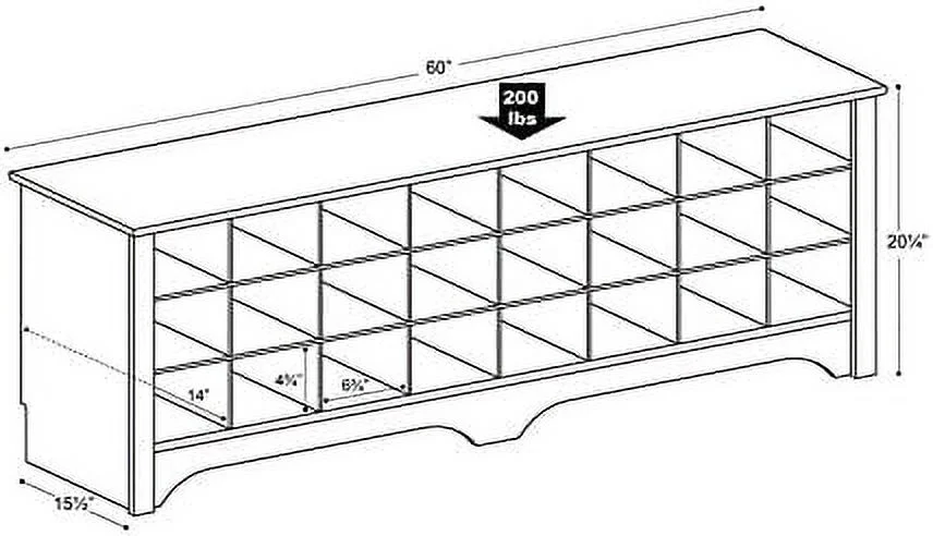 Wide 24-Pair Shoe Cubby Bench, Shoe Rack, Shoe Storage For Entryway, Mudroom, Hallway, Closet And Garage, White