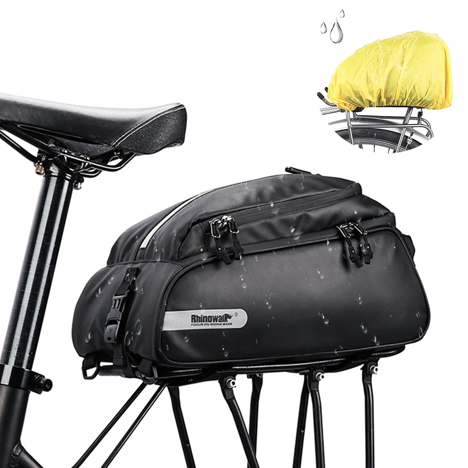 Waterproof Multifunctional Bike Rear Seat Bag - Polyester Trunk Bag with Shoulder Strap for Convenient Storage on Rear Rack - Curated Treasures Market