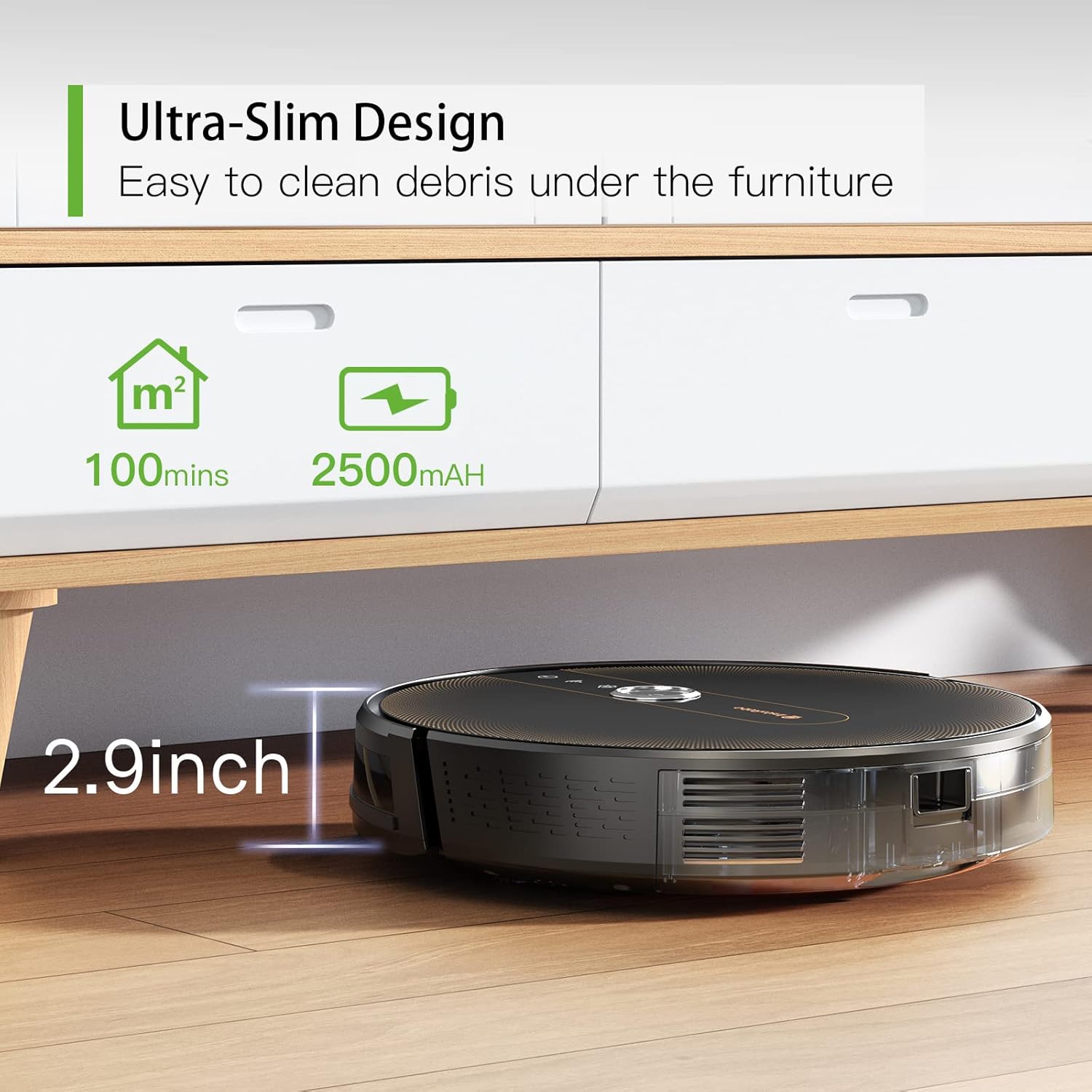 Robot Vacuum and Mop, Robot Vacuum for Pet Hair, Hard Floor and Carpet, Works with Alexa, InstaRobo X1 Robot Vcuum Cleaner, Voice/App Control, 2000Pa