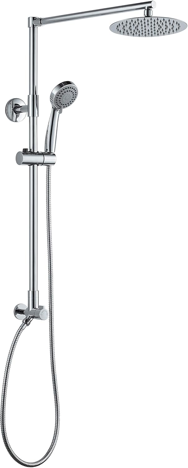 Polaris 3 Retrofit Rain Shower System, 3-Setting Handheld Shower Combo with Slide Bar, 8" Low Profile Shower Head