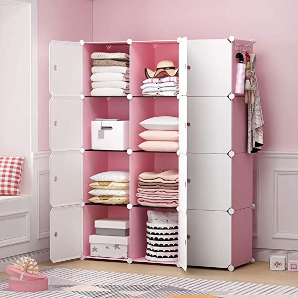 YOZO Cube Storage Organzier Portable Closet Wardrobe Bedroom Dresser (71x14x71 inches) Portable Closet Cube Shelf Armoire Pantry Cabinet, 25 Cubes