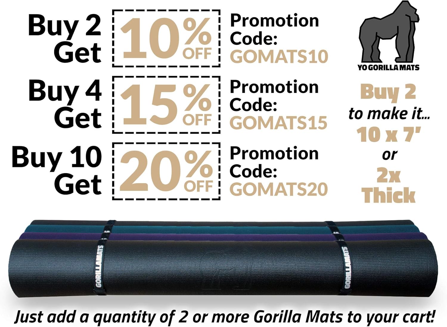 Gorilla Mats Premium Large Yoga Mat – 7' x 5' x 8mm Extra Thick & Ultra Comfortable, Non-Toxic