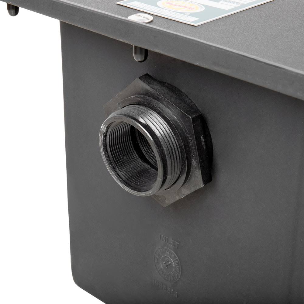 20 lb Capacity 10 GPM Plastic Grease Trap with 2x22 Threaded Connections u0026 Flow Control Device, Ashland PolyTrap (4810)